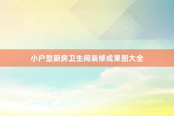 小户型厨房卫生间装修成果图大全
